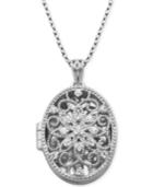 Giani Bernini Cubic Zirconia Oval Filigree Heart Locket 18 Pendant Necklace, Created For Macy's