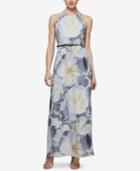 Sl Fashions Belted Floral-print Maxi Dress