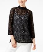 Cable & Gauge Sheer Mock-neck Tunic