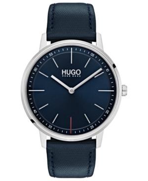 Hugo Men's #exist Ultra Slim Blue Leather Strap Watch 40mm