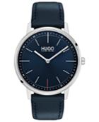 Hugo Men's #exist Ultra Slim Blue Leather Strap Watch 40mm