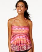 Kenneth Cole Reaction Tribal-print Layered Tankini Top Women's Swimsuit