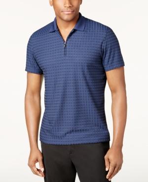Alfani Men's Classic-fit Textured Dash Zip Performance Polo, Created For Macy's