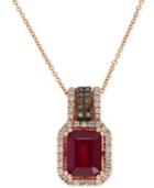 Red Velvet By Effy Ruby (3-1/4 Ct. T.w.) And Diamond (3/8 Ct. T.w.) Pendant Necklace In 14k Rose Gold