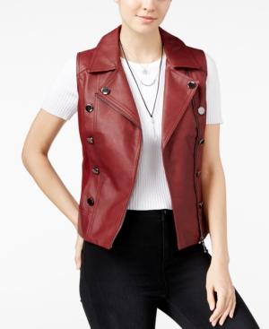 Xoxo Juniors' Button-trim Faux-leather Moto Vest
