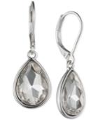 Nine West Silver-tone Crystal Teardrop Earrings