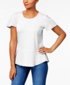 Style & Co Cotton Jacquard Peplum Top, Created For Macy's