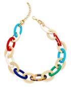Charter Club Gold-tone Multicolor Chain Link Necklace, Only At Macy's