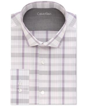 Calvin Klein Men's X Extra-slim Fit Stretch Pink Check Dress Shirt