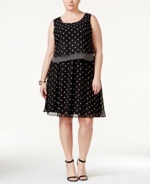 Sl Fashions Plus Size Polka-dot Popover Dress