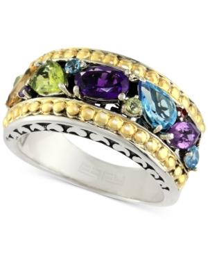 Effy Multi-gemstone Ring (1-5/8 Ct. T.w.) In Sterling Silver & 18k Gold