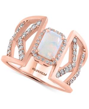 Effy Opal (5/8 Ct. T.w.) And Diamond (1/2 Ct. T.w.) Geometric Ring In 14k Rose Gold