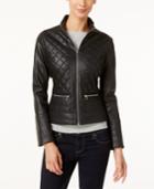 Kenneth Cole Faux-leather Quilted Bomber Jacket