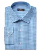 Club Room Estate Men's Classic-fit Wrinkle Resistant Aqua Gingham Dress Shirt, Only At Macy's