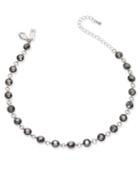 Inc International Concepts Silver-tone Hematite Stone Choker Necklace, Created For Macy's