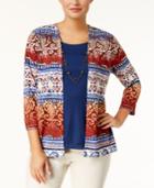 Alfred Dunner Layered-look Necklace Cardigan