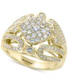 D'oro By Effy Diamond Cluster Ring (1 Ct. T.w.) In 14k Gold