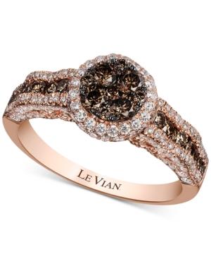 Le Vian Chocolatier Framed Clusters Diamond Ring (1-1/4 Ct. T.w.) In 14k Rose Strawberry Gold