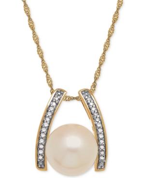 Honora Style Cultured Freshwater Pearl (9mm) & Diamond Accent Pendant Necklace In 14k Gold