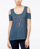 Jessica Simpson Lorani Cold-shoulder Graphic T-shirt