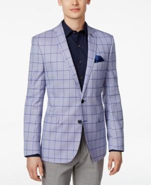 Nick Graham Men's Slim-fit Light Blue Windowpane Sport Coat