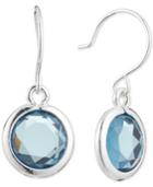 Anne Klein Silver-tone Round Blue Crystal Drop Earrings