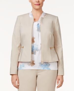 Calvin Klein Plus Size Zip-front Peplum Jacket