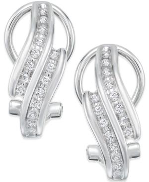 Diamond Bypass Hoop Earrings (1/4 Ct. T.w.) In Sterling Silver
