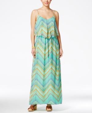 City Studios Juniors' Chevron-print Popover Maxi Dress
