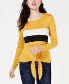 Polly & Esther Juniors' Striped Tie-front Top