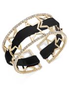 Inc International Concepts Openwork Star Pave Cuff Bracelet With Velvet Ribbon, Created For Macy's