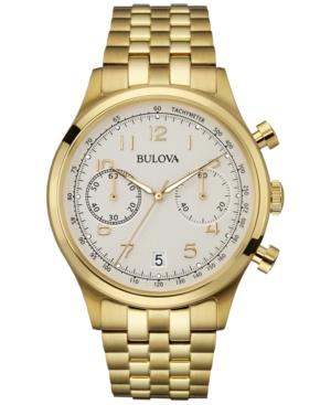 Bulova Men's Chronograph Gold-tone Stainless Steel Bracelet Watch 43mm 97b149