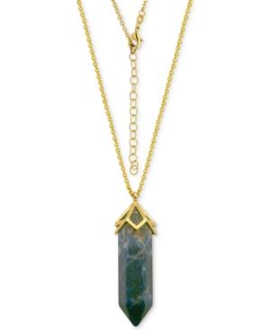Sodalite Long Pendant Necklace (26-3/4 Ct. T.w.) In Silver-plate Gold Flash
