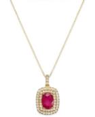 Ruby (1-1/2 Ct. T.w.) And Diamond (1/3 Ct. T.w.) Oval Pendant Necklace In 14k Gold