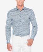 Perry Ellis Men's Leaf-print Stretch Cotton Shirt