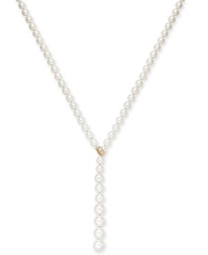 Charter Club Gold-tone Pave & Imitation Pearl 36 Lariat Necklace, Created For Macy's