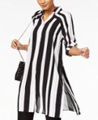 Alfani Striped Roll-tab Tunic Shirt, Created For Macy's