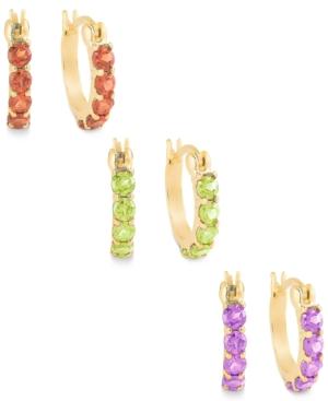 Victoria Townsend Multi-stone Hoop Earrings Set In 18k Gold Over Sterling Silver