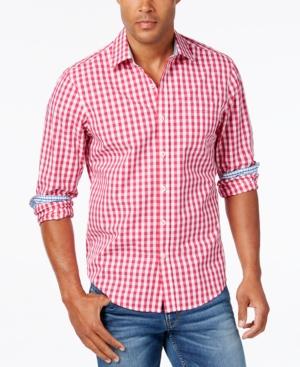 Weatherproof Men's Gingham Long-sleeve Shirt, Contrast Cuffs
