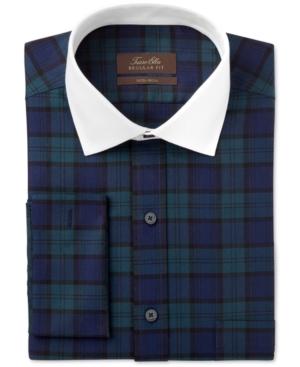 Tasso Elba Men's Classic/regular Fit Blackwatch French Cuff Dress Shirt, Only At Macy's