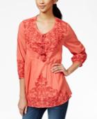 Style & Co. Floral Printed Peasant Top, Only At Macy's