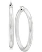 Large Polished Tube Hoop Earrings In Sterling Silver