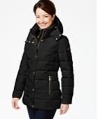Calvin Klein Faux-leather-trim Quilted Puffer Coat