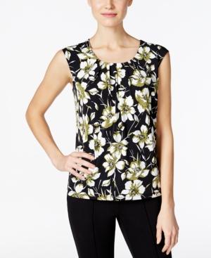 Kasper Pleated Cap-sleeve Shell