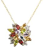 Victoria Townsend 18k Gold Over Sterling Silver Necklace, Multistone And Diamond Accent Cluster Pendant