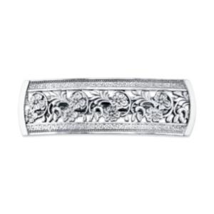 2028 Silver-tone Flowers Bar Barrette