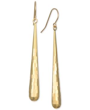 Hammered-look Teardrop Drop Earrings In 14k Gold