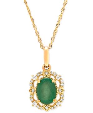 Emerald (3/4 Ct. T.w.) & Diamond (1/10 Ct. T.w.) 18 Pendant Necklace In 14k Gold