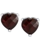 Rhodolite Garnet Heart Stud Earrings (3-1/2 Ct. T.w.) In Sterling Silver