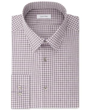 Calvin Klein Steel Men's Slim-fit Non-iron Stretch Performance Gingham Dress Shirt